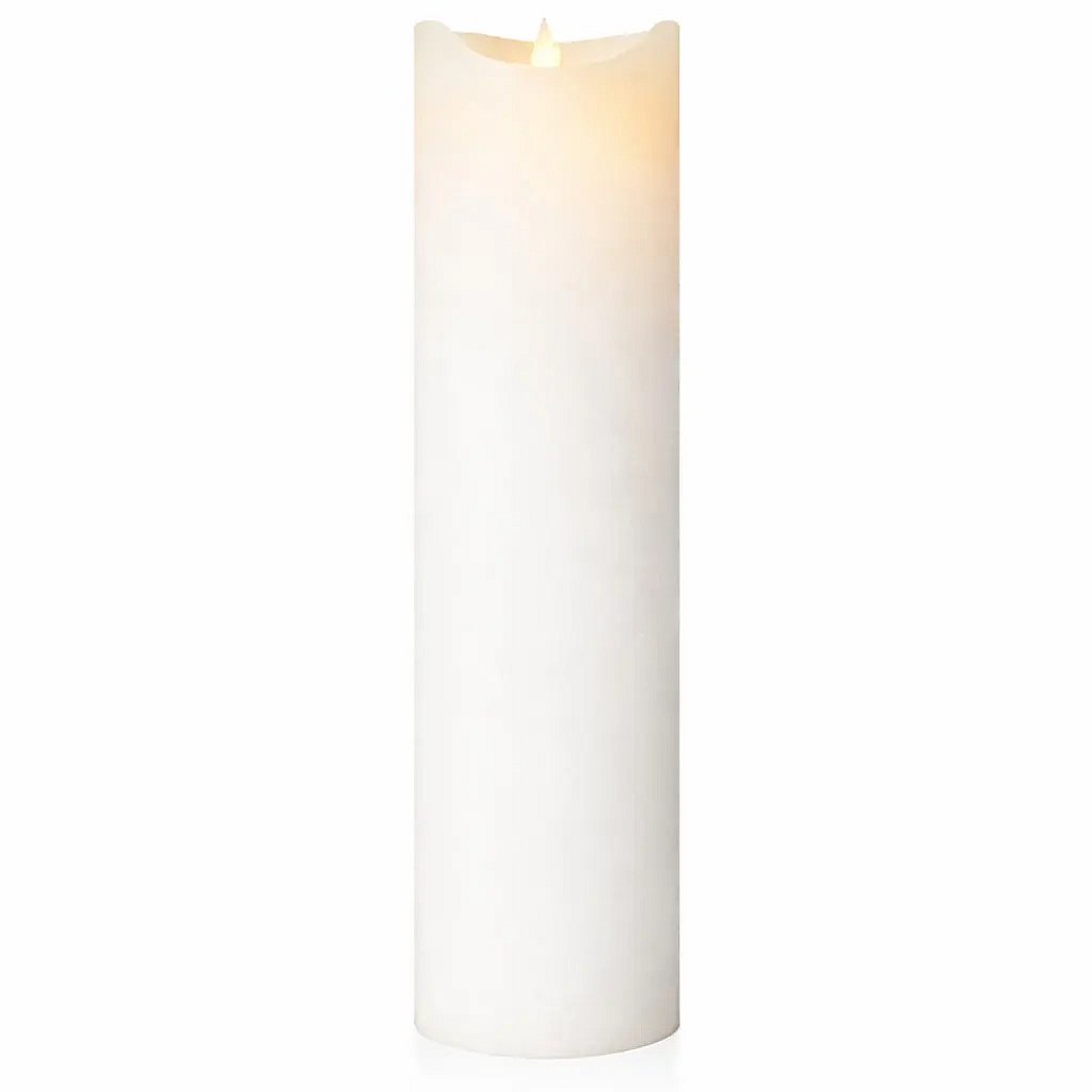 Bougie LED rechargeable en cire véritable Sara, Ø 7,5 × 30 cm, blanche