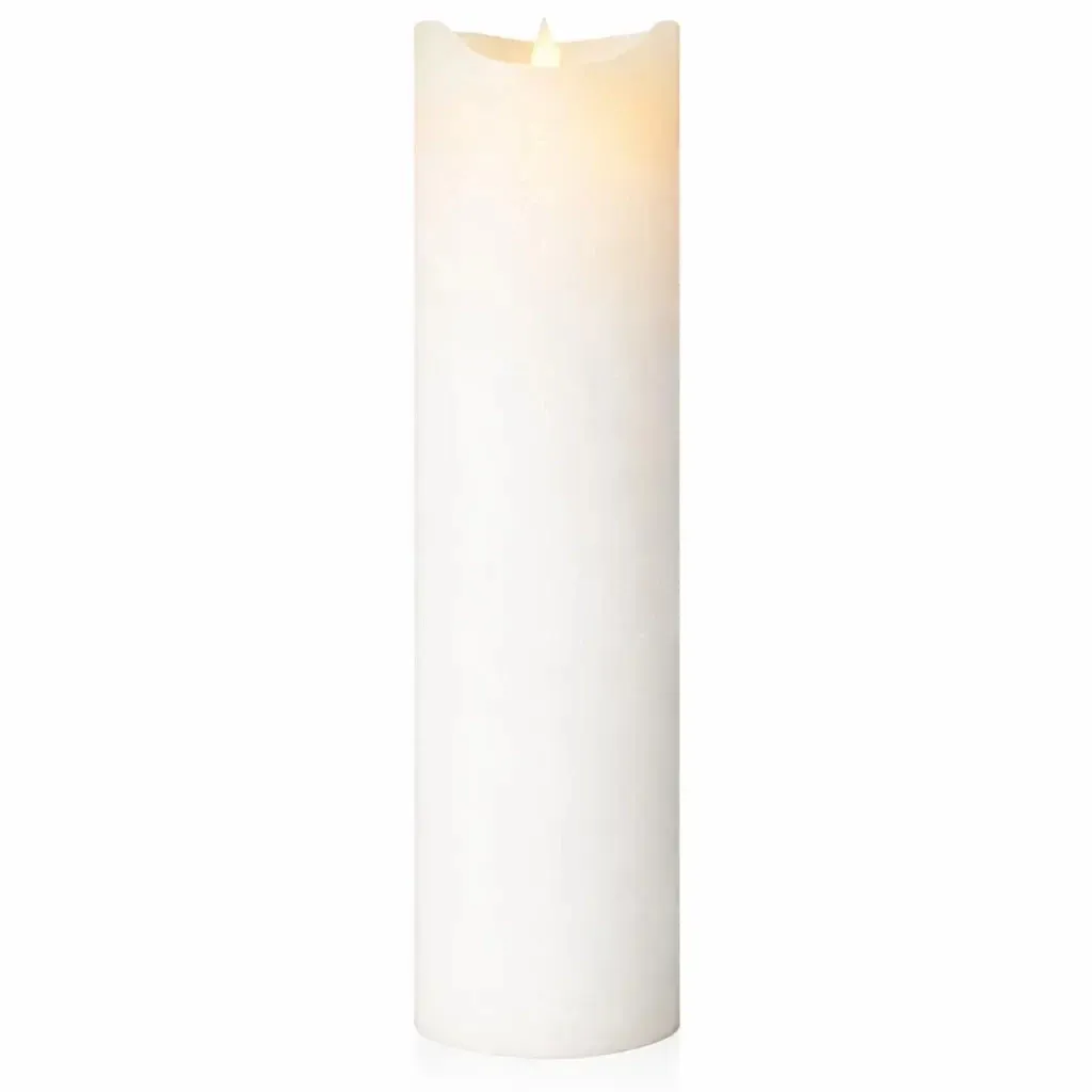Bougie LED rechargeable en cire véritable Sara, Ø 7,5 × 30 cm, blanche