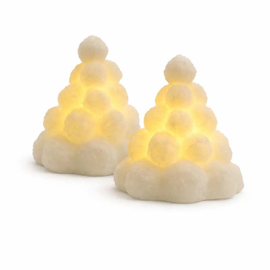 Bougies LED en cire véritable fonctionnant à piles, boules de neige, ø 8 × 10 cm, blanches, lot de 2, CR2032