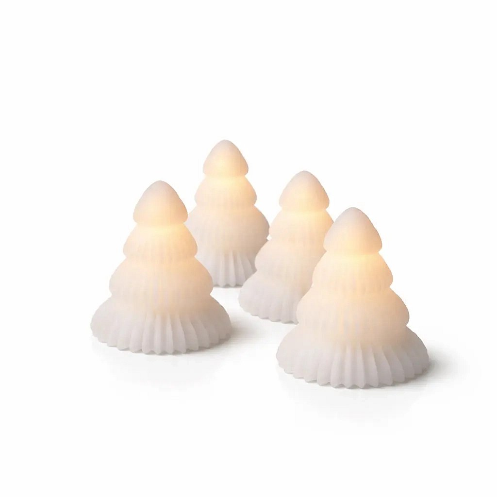 Bougies LED en cire véritable fonctionnant à piles, sapin, ø 6,5 × 7 cm, lot de 4, CR2032