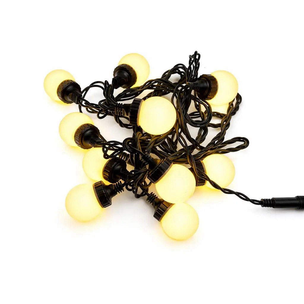 Easy Fix LED party light 5 m extérieur, 10 LED blanc chaud, câble noir IP67, rallonge