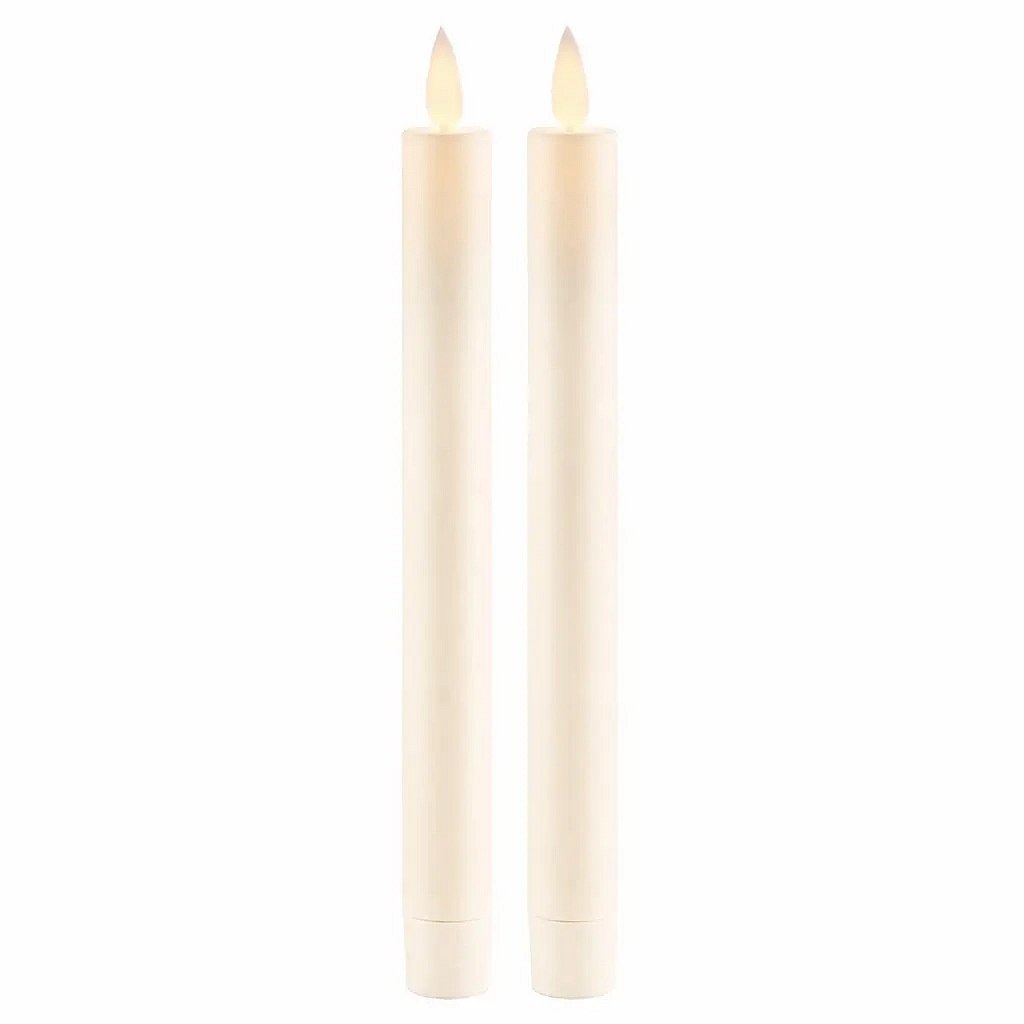 Bougie haute LED en cire véritable Sara, amande, 2 × 25 cm, 2 × AAA, paquet de 2