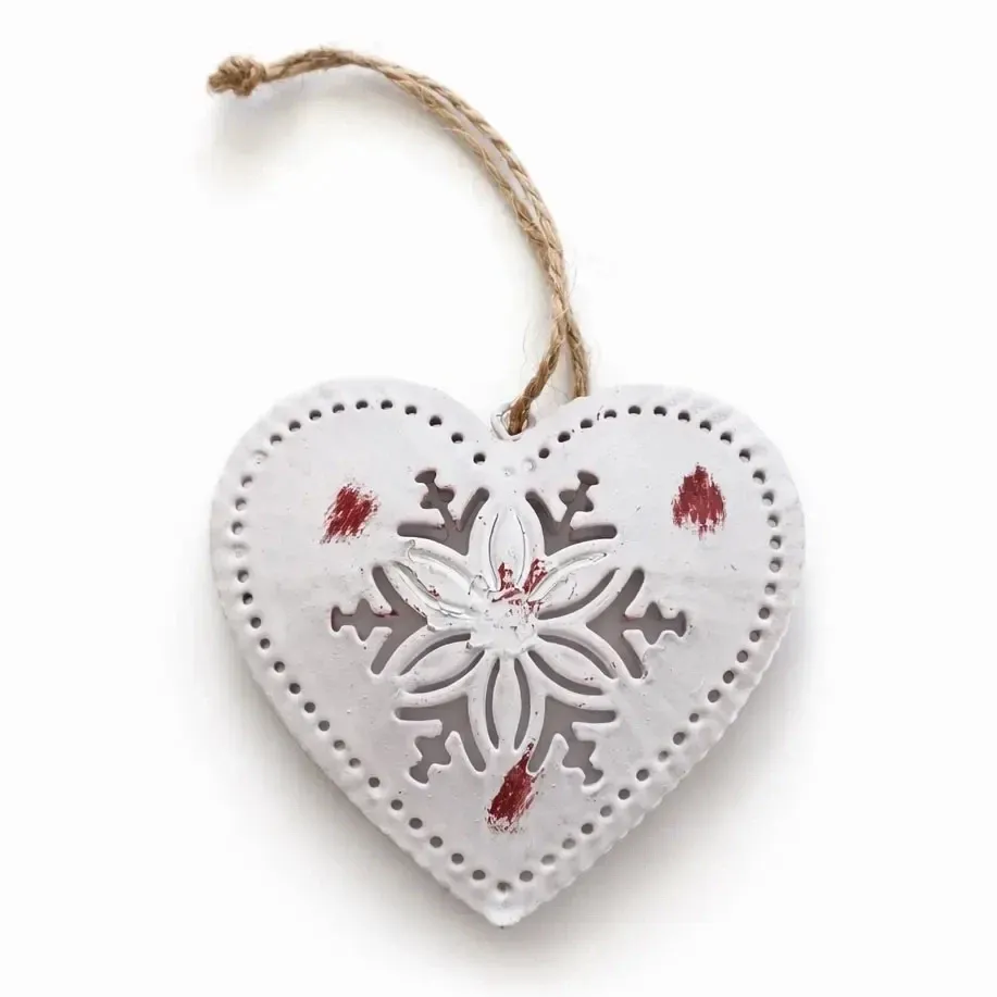 _DEPP - Ornement en forme de coeur de sapin de Noël, métal patiné, à suspendre