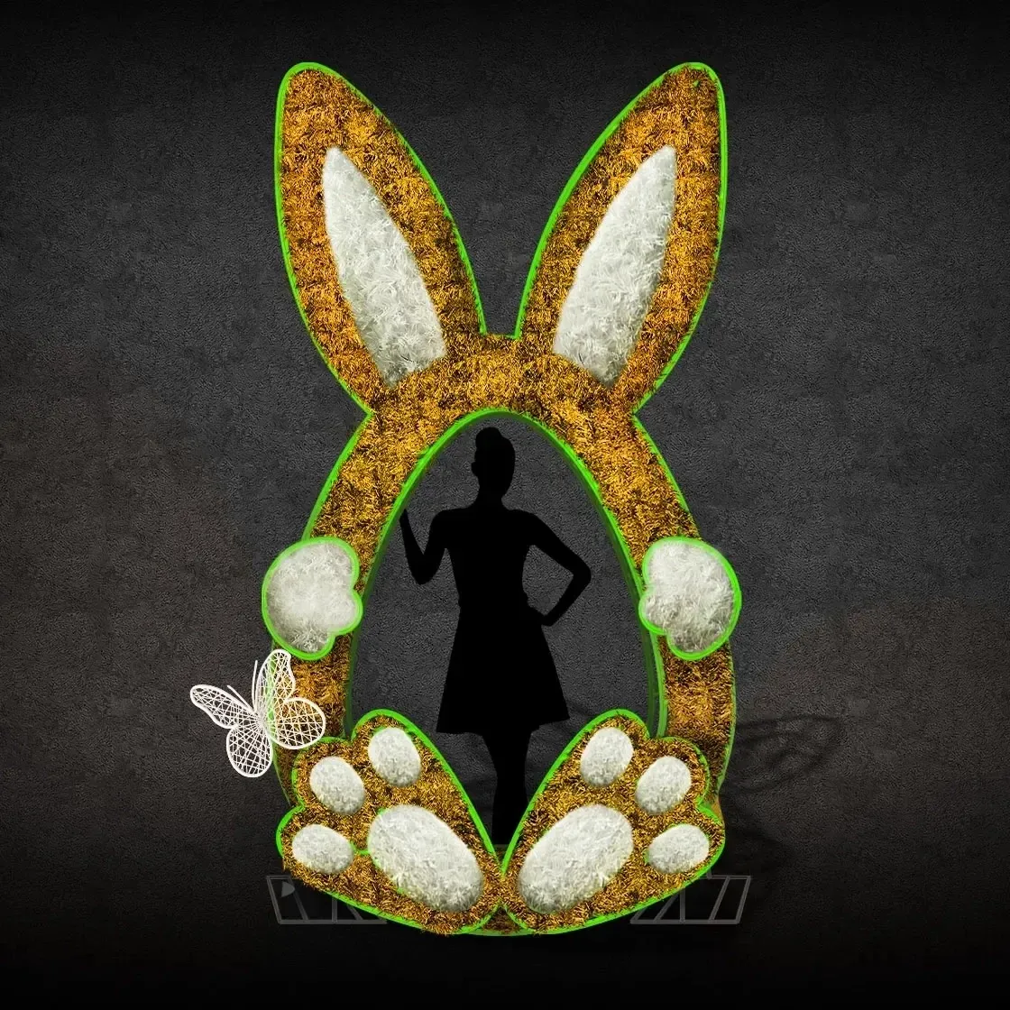 Lapin de Pâques 3D Photopoint, 170 × 300 cm, tapis, non illuminé