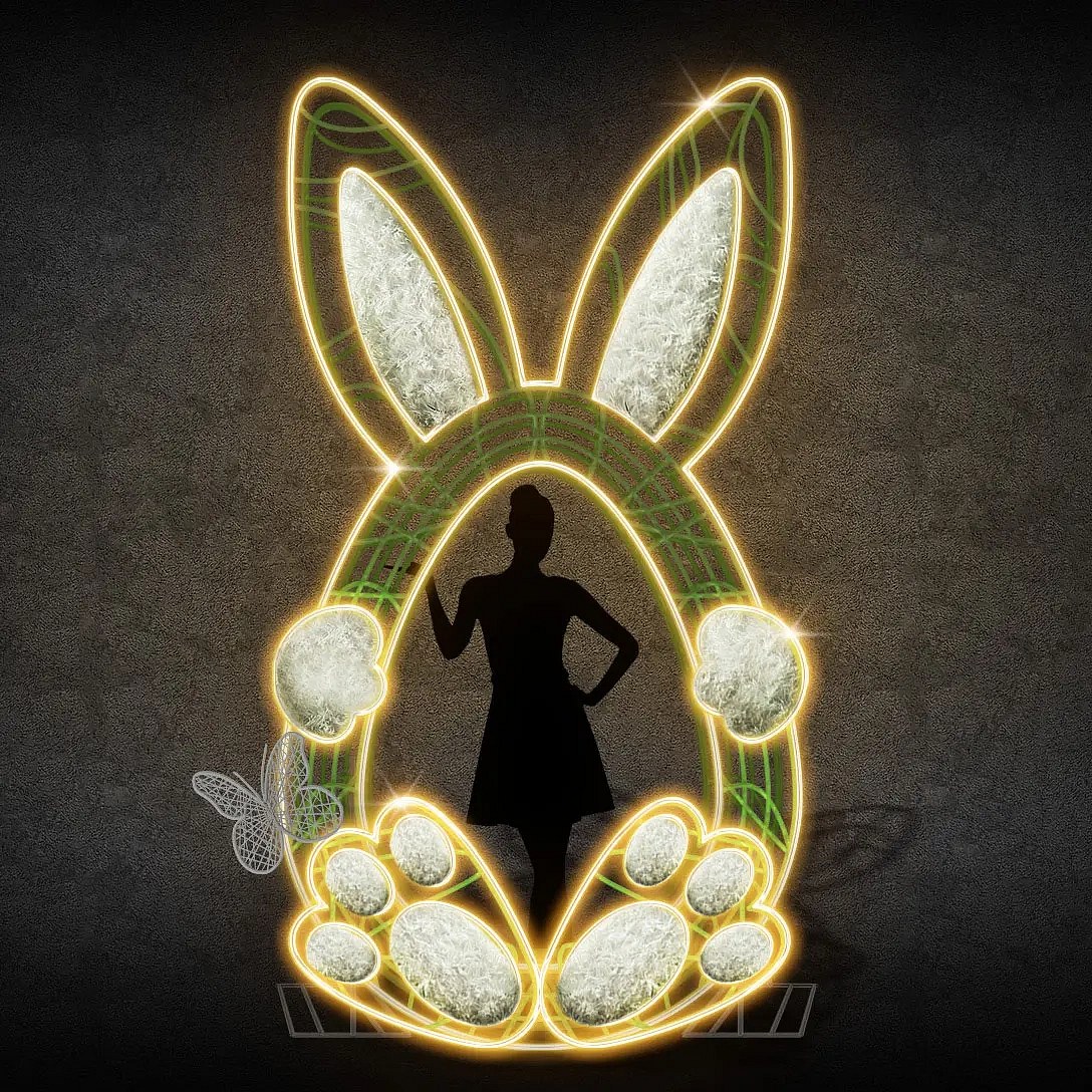 Lapin de Pâques 3D Photopoint, 170 × 300 cm, non illuminé