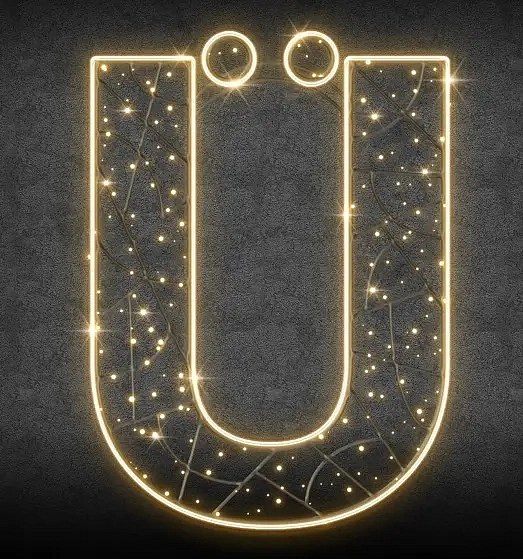 2D LED lettre Ü, hauteur 115 cm, blanc chaud, 36 V, 14,5 W