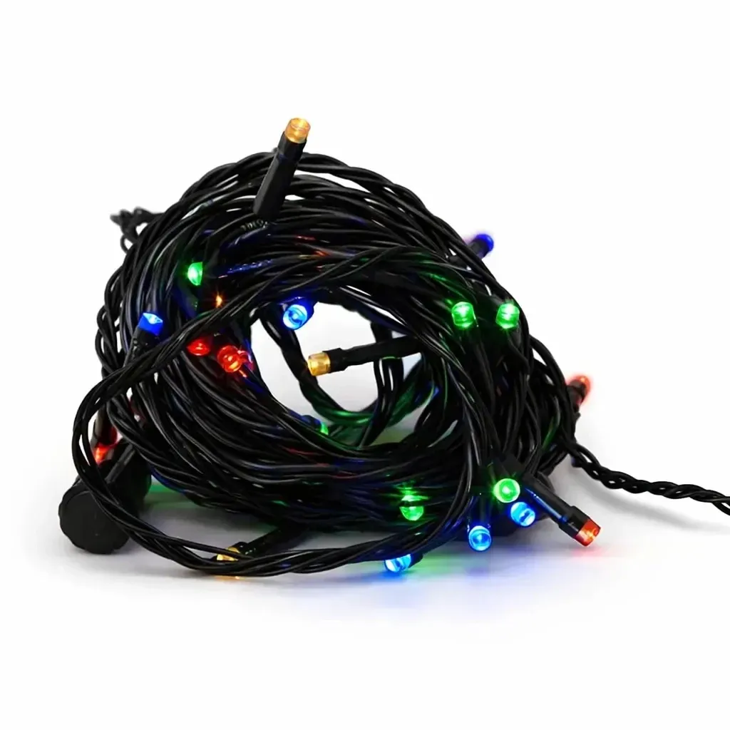 Guirlande lumineuse LED Hobby Line, d'extérieur, 4 m, multicolore, 32 LED, câble vert foncé, IP44, rallonge