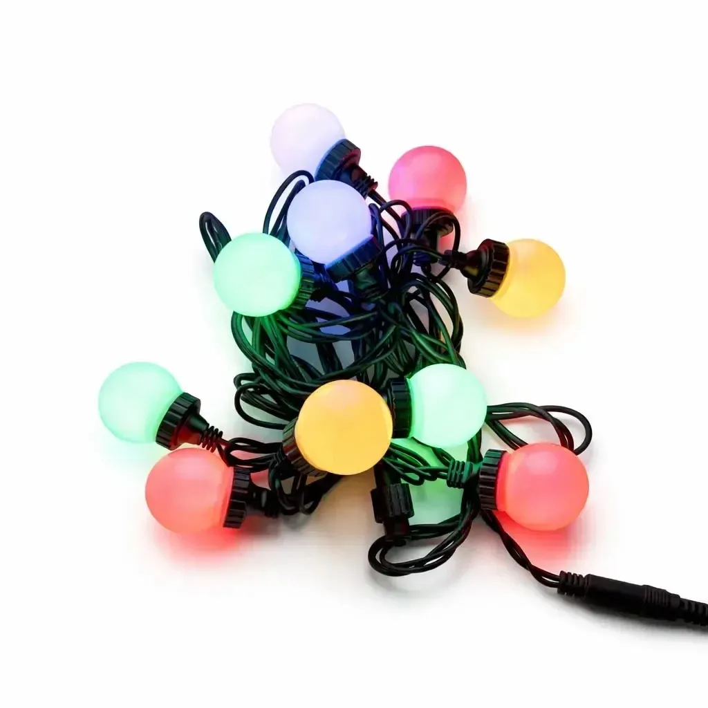 Éclairage de fête LED Easy Fix, 5 m, pour l'extérieur, 10 boules, 70 LED colorées, câble noir, IP44, rallonge