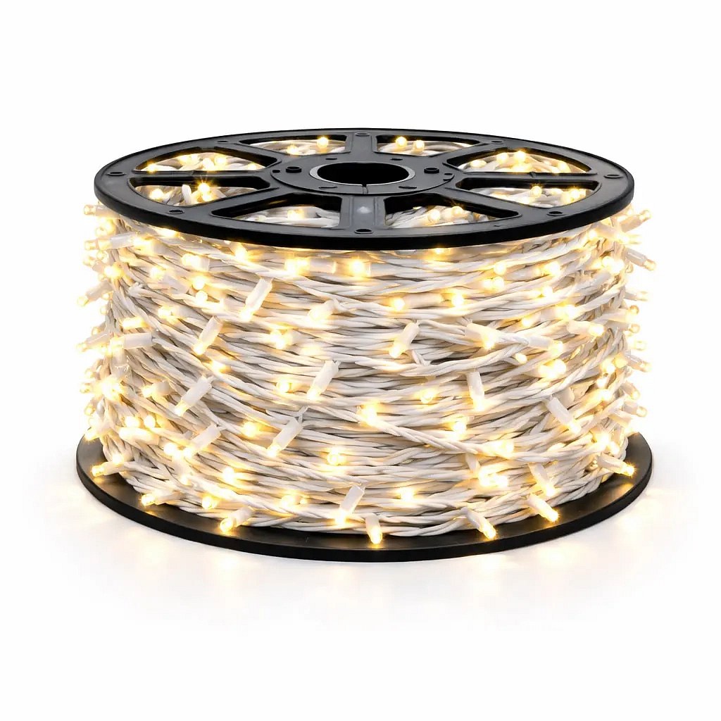 Guirlande lumineuse LED Eco Fix, d'extérieur, 80 m, blanc chaud, 800 LED, câble blanc, IP67, bobine