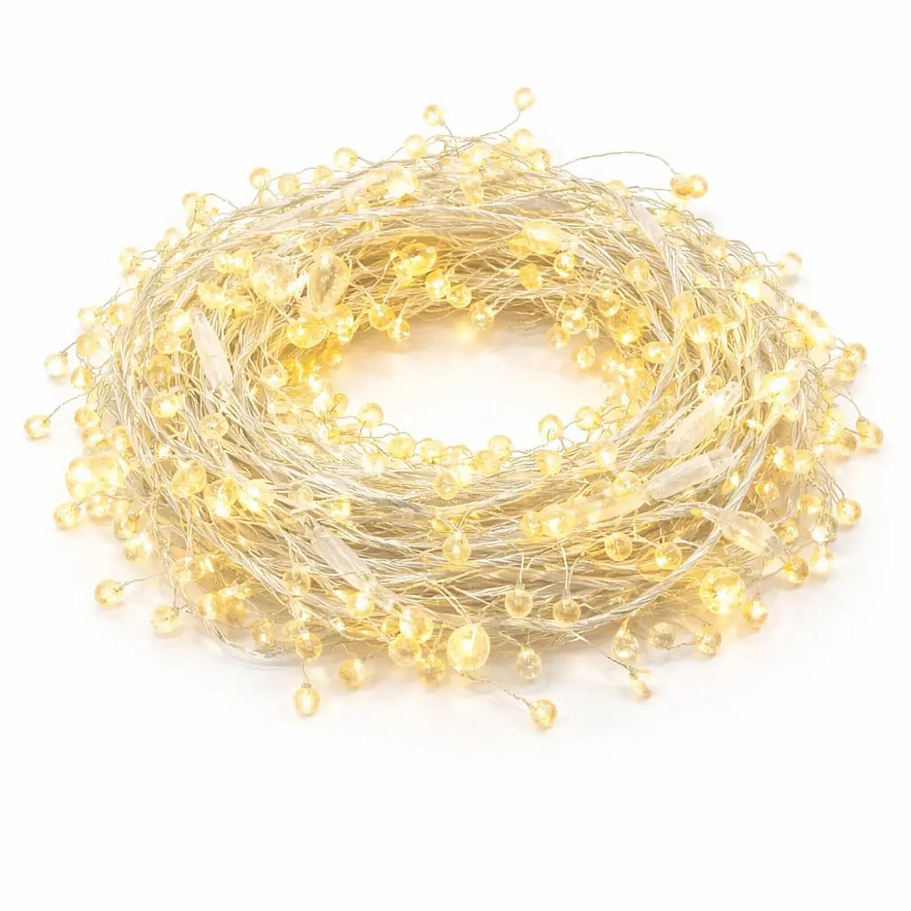 Guirlande lumineuse d'extérieur Eco Fix avec cristaux, 8 m, blanc chaud, 80 LED, 36 V, câble transparent, IP44