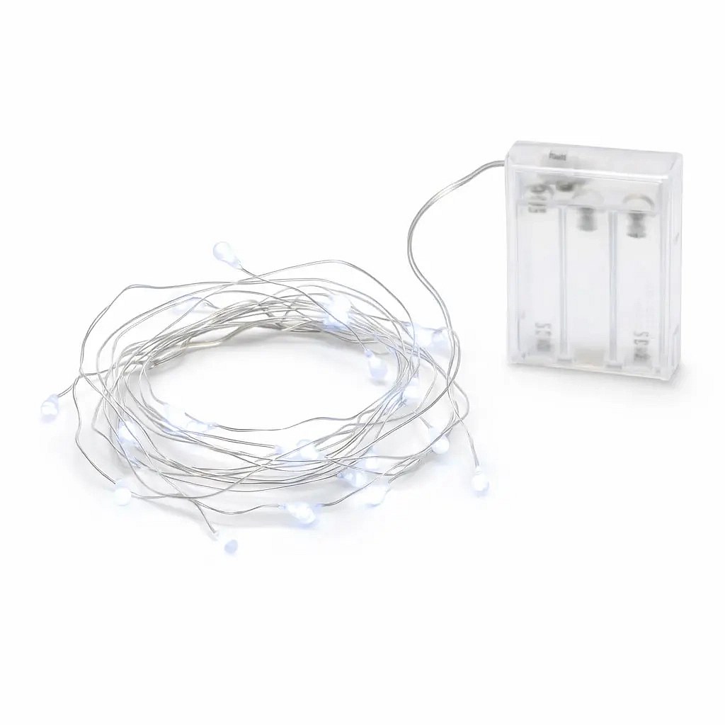 Guirlande lumineuse LED à piles, en forme de gouttes, 2 m, blanc glacé, 20 LED, fil, IP20 (intérieur), 3 × AA