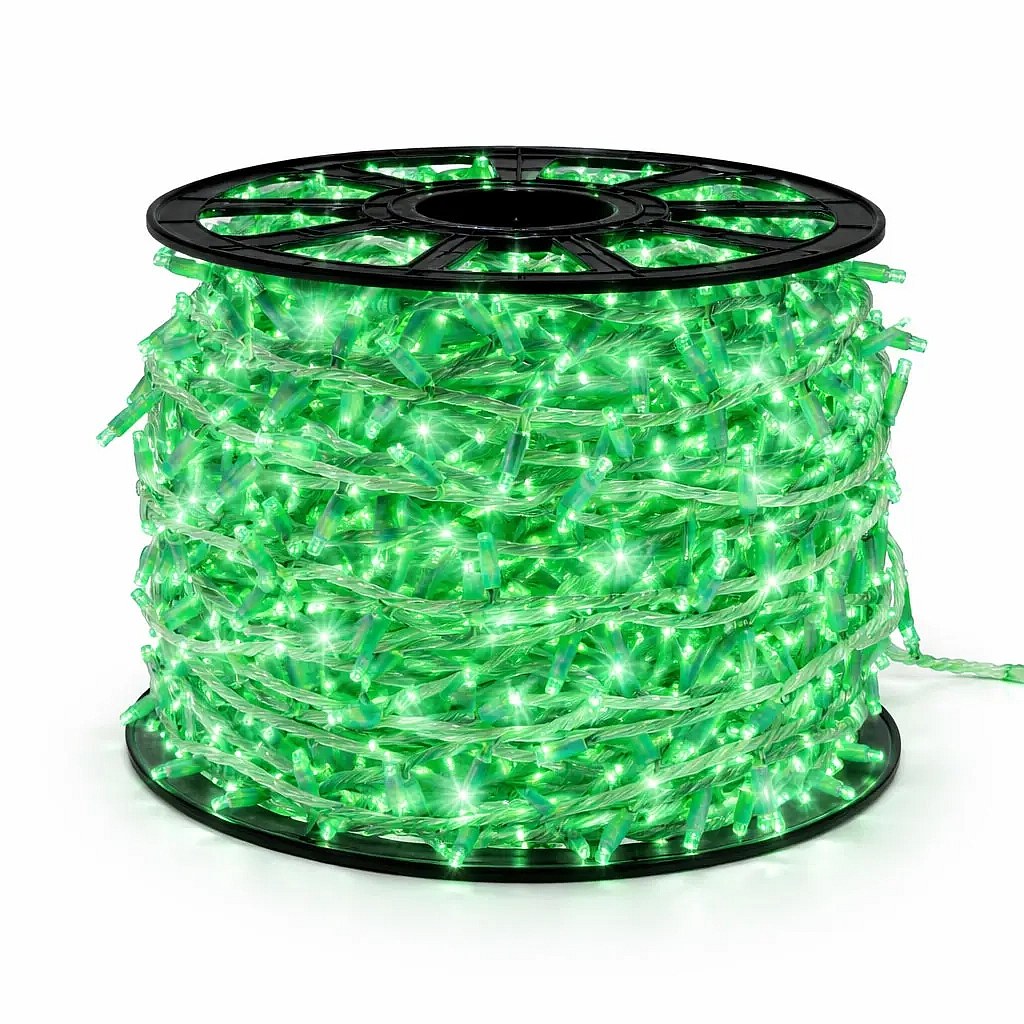 Guirlande lumineuse LED Easy Fix, 100 m, usage extérieur, verte, 2 000 LED, câble blanc, IP67, bobine