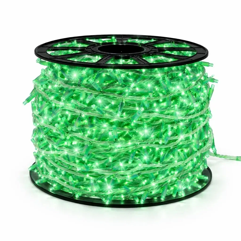 Guirlande lumineuse LED Easy Fix, 100 m, usage extérieur, verte, 2 000 LED, câble blanc, IP67, bobine