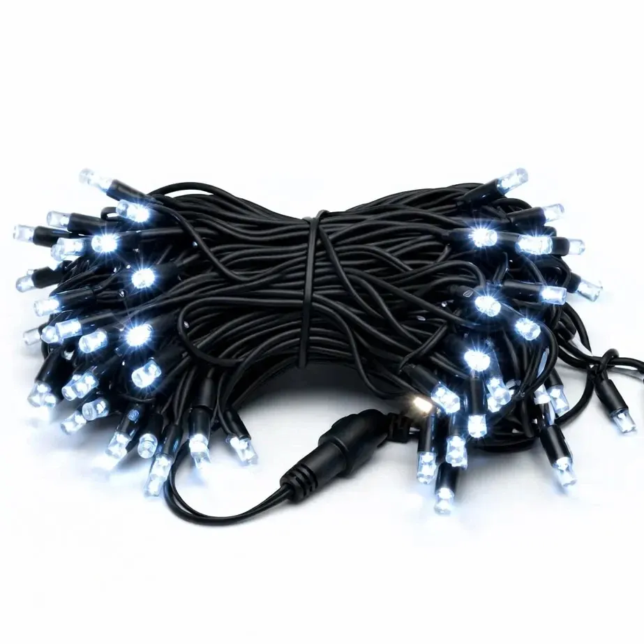 Guirlande lumineuse LED Easy Fix, 5 m, usage extérieur, contour, blanc glacé, 60 LED, câble noir, IP67