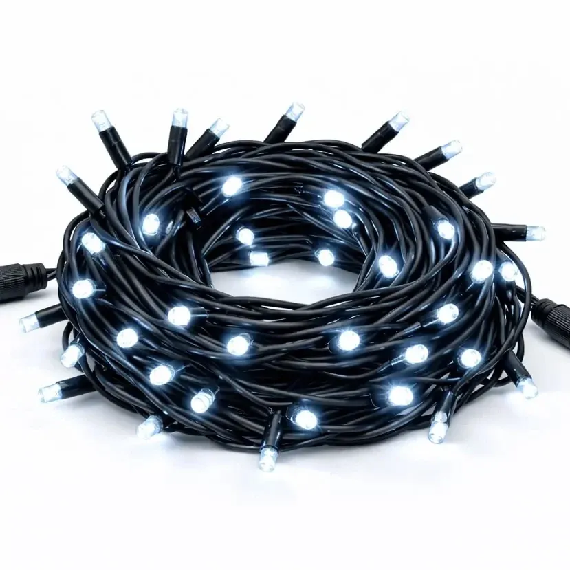 Guirlande lumineuse LED Easy Fix, contour, 5 m, usage extérieur, blanc glacé avec effet FLASH, 60 LED, câble noir, IP44