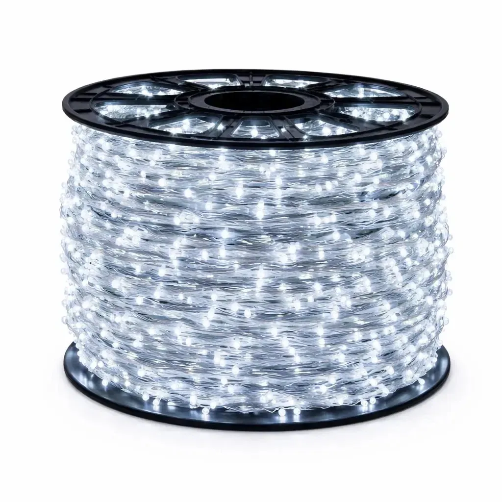 Guirlande lumineuse Eco Fix LED, d'extérieur, 80 m, blanc glacé, 800 LED, câble transparent, IP67, bobine