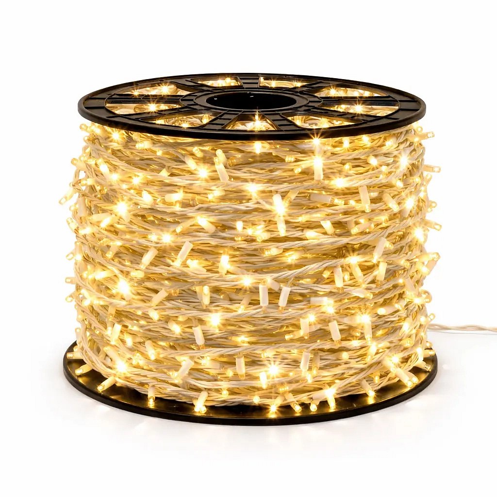 Guirlande lumineuse LED Easy Fix, 100 m, usage extérieur, blanc chaud, 2 000 LED, câble blanc, IP67, bobine