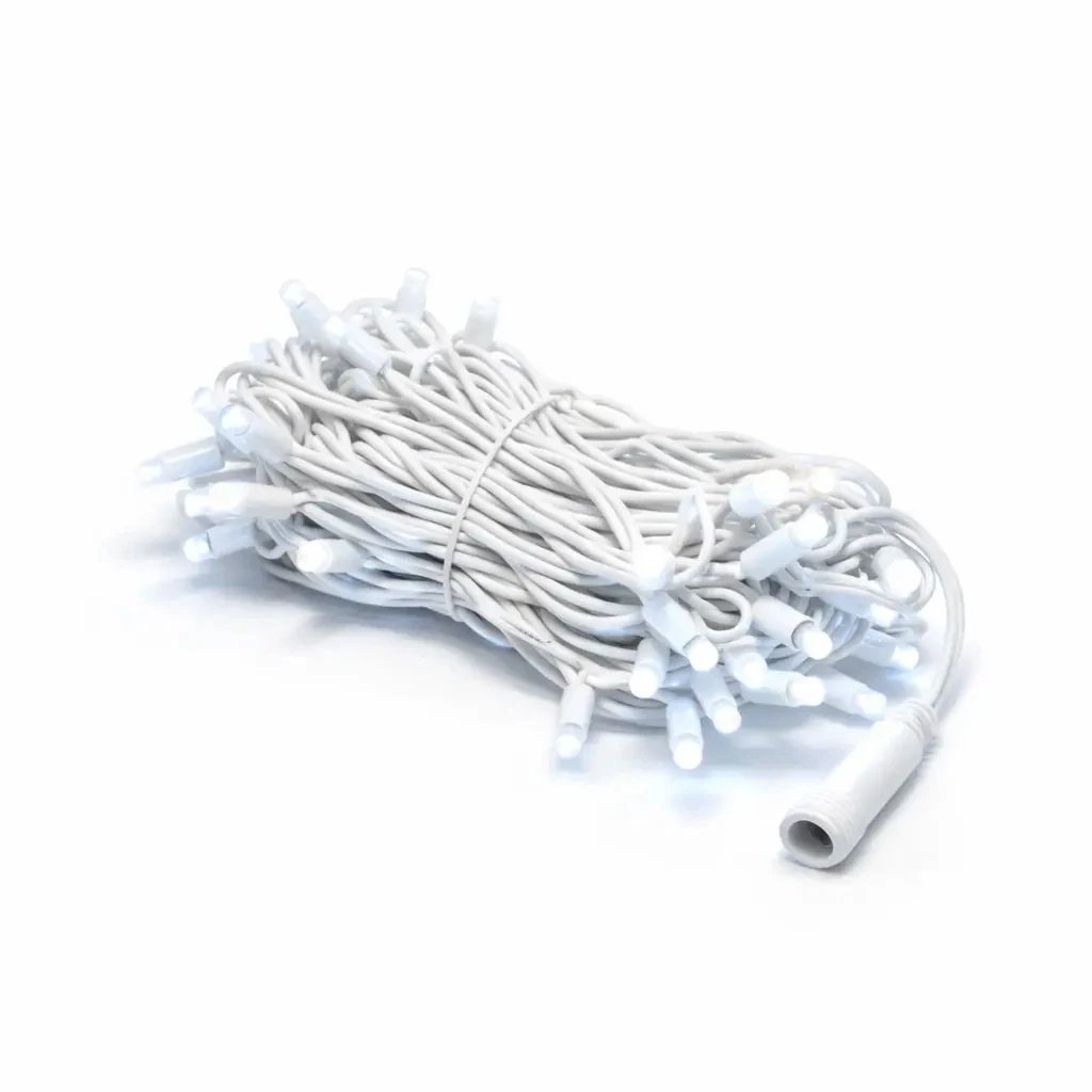 Guirlande lumineuse LED Easy Fix, profilée, 5 m, blanc glacé avec mode FLASH, 60 LED, câble blanc, IP44