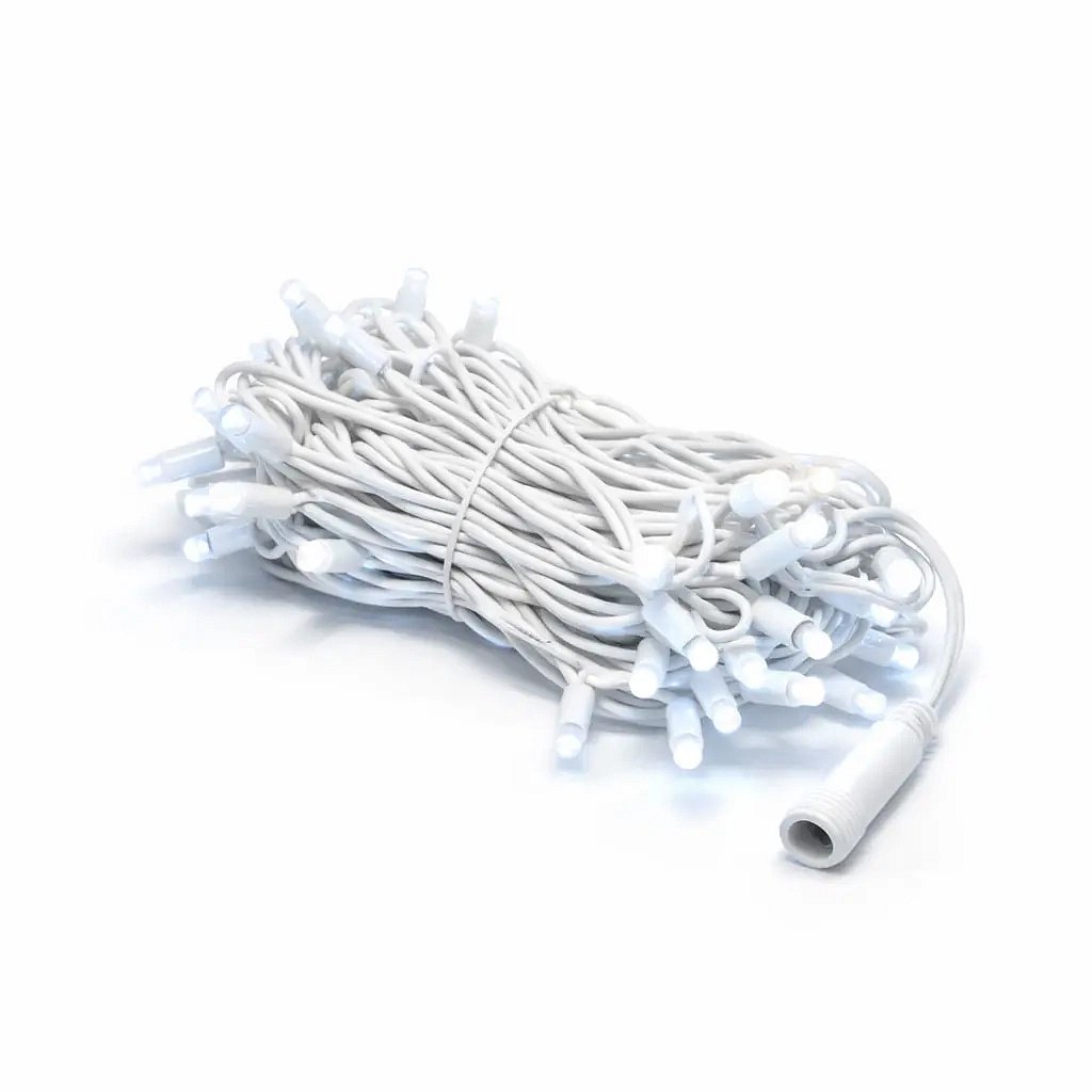 Guirlande lumineuse LED Easy Fix, contours, 5 m, usage extérieur, blanc glacé avec effet FLASH, 60 LED, câble blanc, IP67