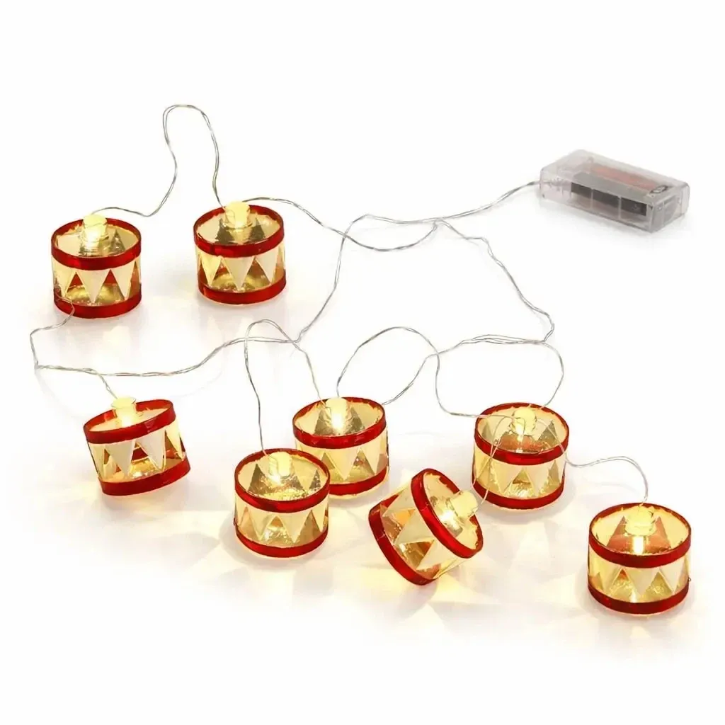 Lampe torche LED 1,5 m tambour rouge, blanc chaud, câble clair IP20 intérieur, 2× AA
