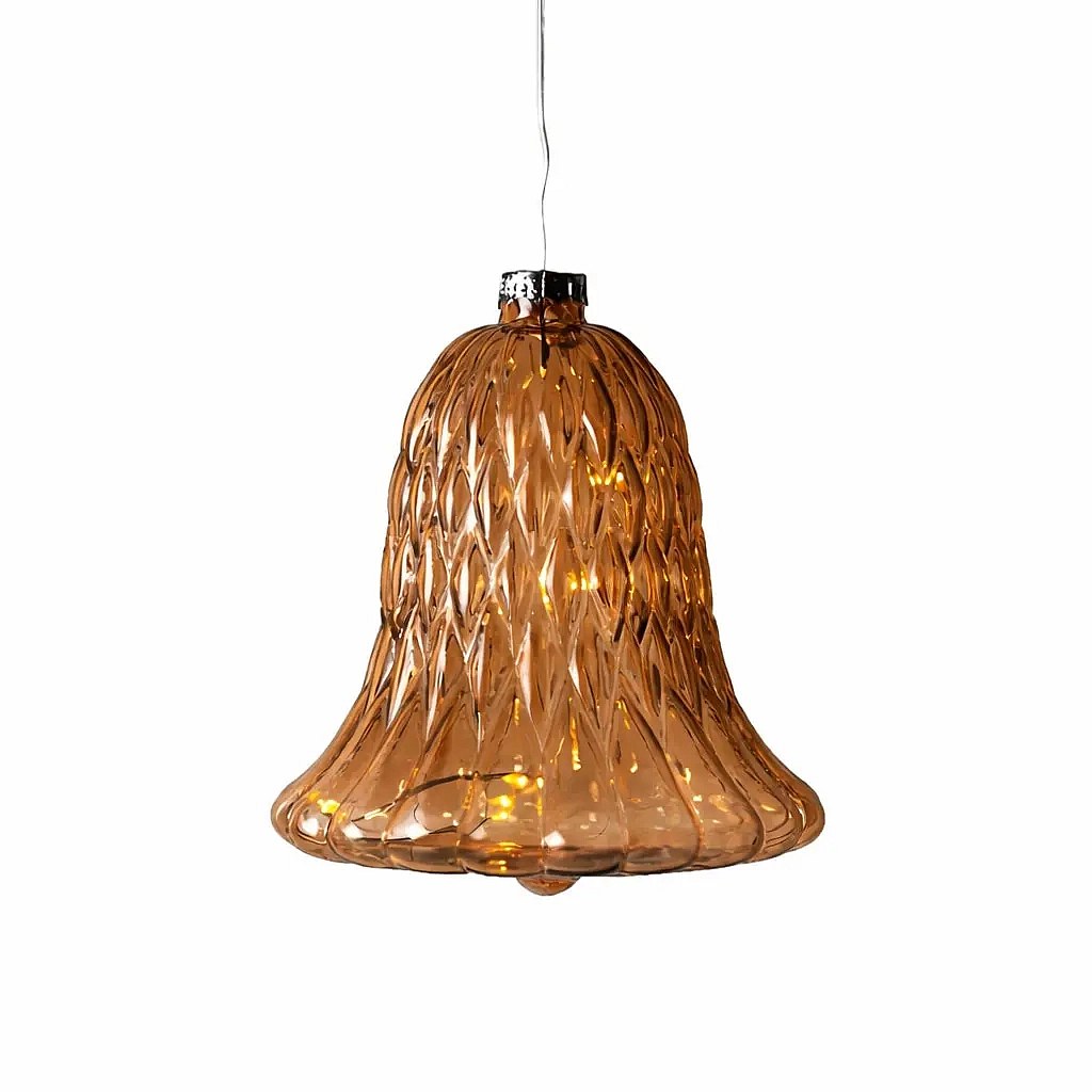 Cloche en verre LED, marron, Ø 9 × 10 cm, 5 LED, intérieur IP20, 1× AAA