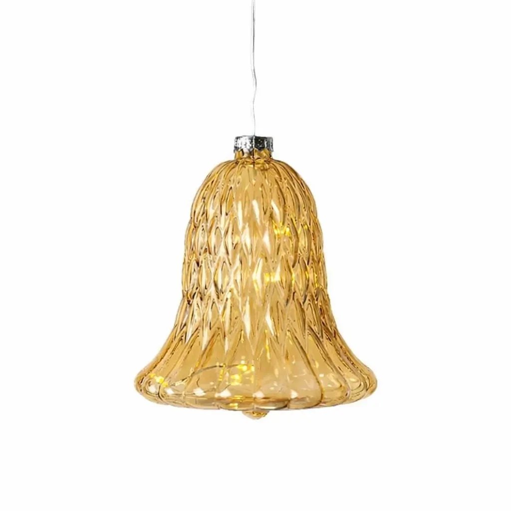 Cloche LED en verre, or, Ø 9 × 10 cm, 5 LED, intérieur IP20, 1× AAA
