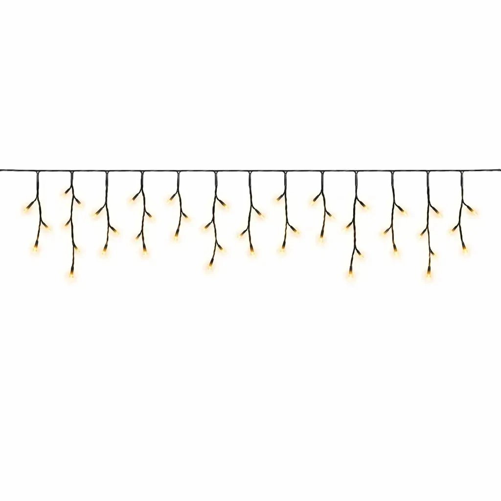 Eco Fix : guirlandes lumineuses LED d'extérieur en forme de glaçons, 200 × 50 cm, blanc chaud, 60 LED, 36 V, câble noir, IP44, rallonge