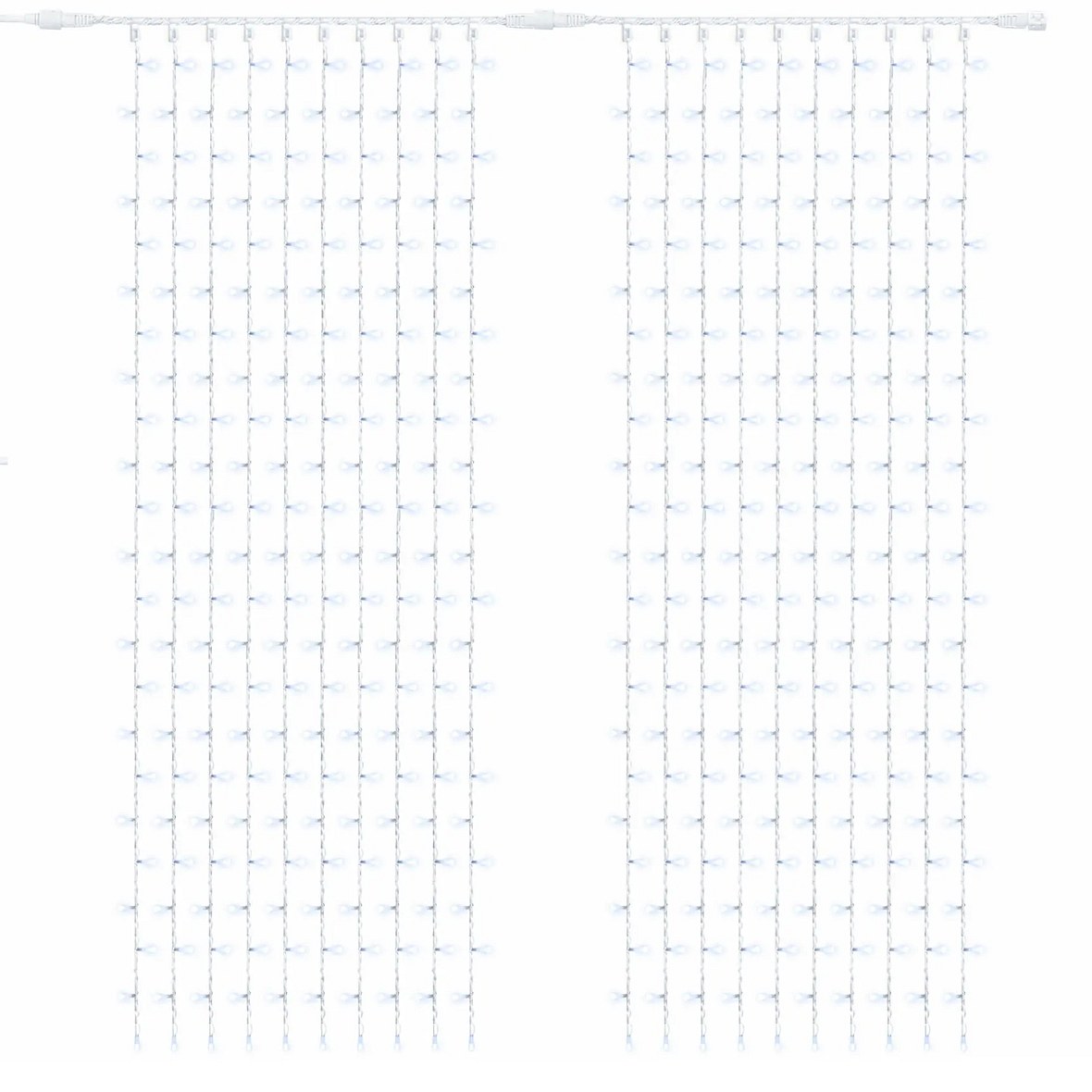Rideau lumineux Easy Fix LED extérieur 200 × 300 cm, blanc glacé avec FLASH, 600 LED, câble blanc IP67, extension