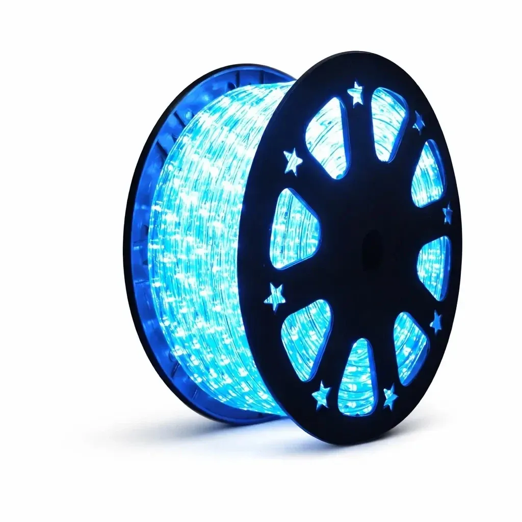 Guirlande lumineuse LED d'extérieur Easy Fix, 50 m, bleue, 1 500 LED, câble transparent, IP44, bobine