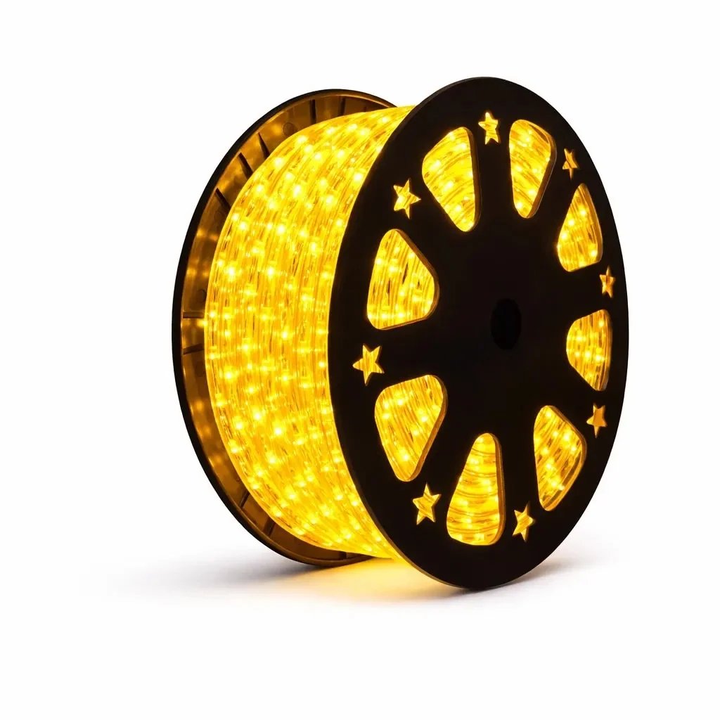 Guirlande lumineuse LED d'extérieur Easy Fix, 50 m, jaune, 1 500 LED, câble transparent, IP44, bobine