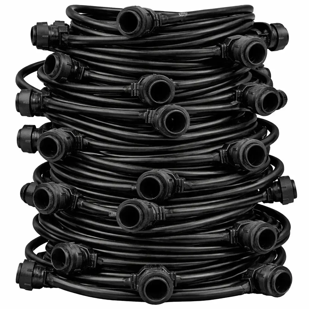 Guirlande lumineuse Easy Fix, d'extérieur, 50 m, pour 50 ampoules E27, câble noir, IP67, sans ampoules, bobine