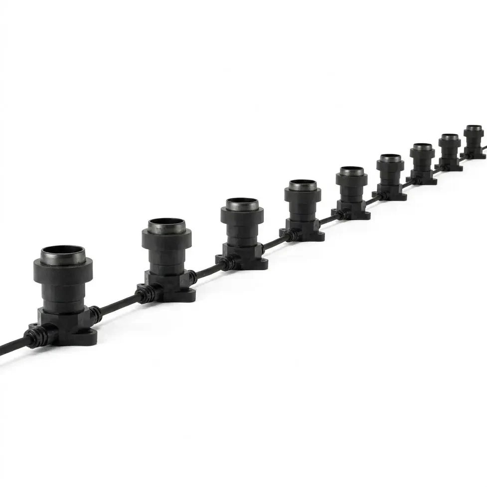 Guirlande lumineuse Easy Fix, d'extérieur, 10 m pour 20 ampoules E27, câble noir, IP67, rallonge, sans ampoules