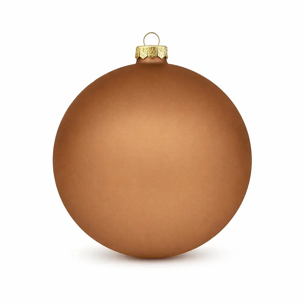 Grand ornement de Noël 20 cm boule en plastique mocca brun mat