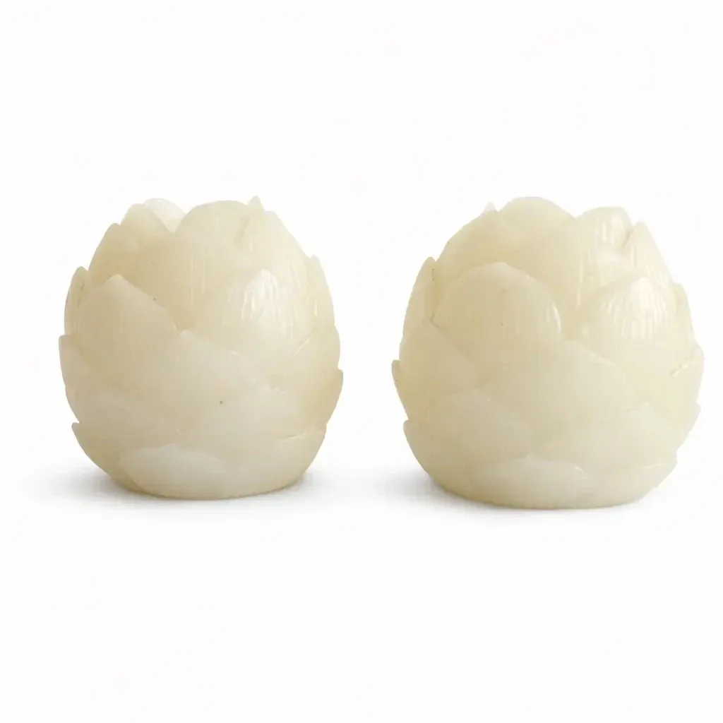 Bougies LED en cire véritable « Fleurs de lotus » DIA, ø 6 × 7 cm, lot de 2, blanches, fonctionnant avec une pile CR2032