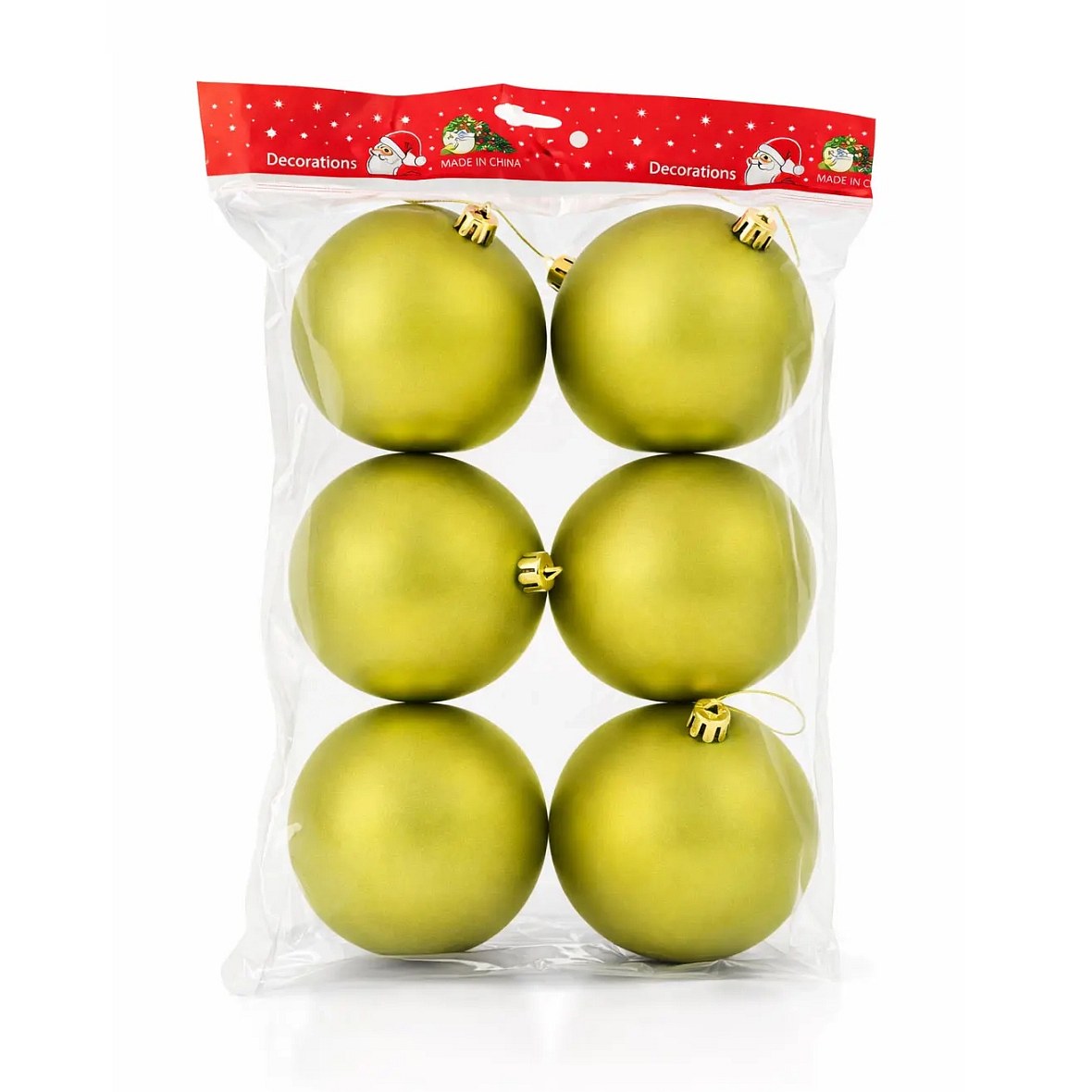 Set de décorations de Noël vert mat boule en plastique de 10 cm, pack de 6