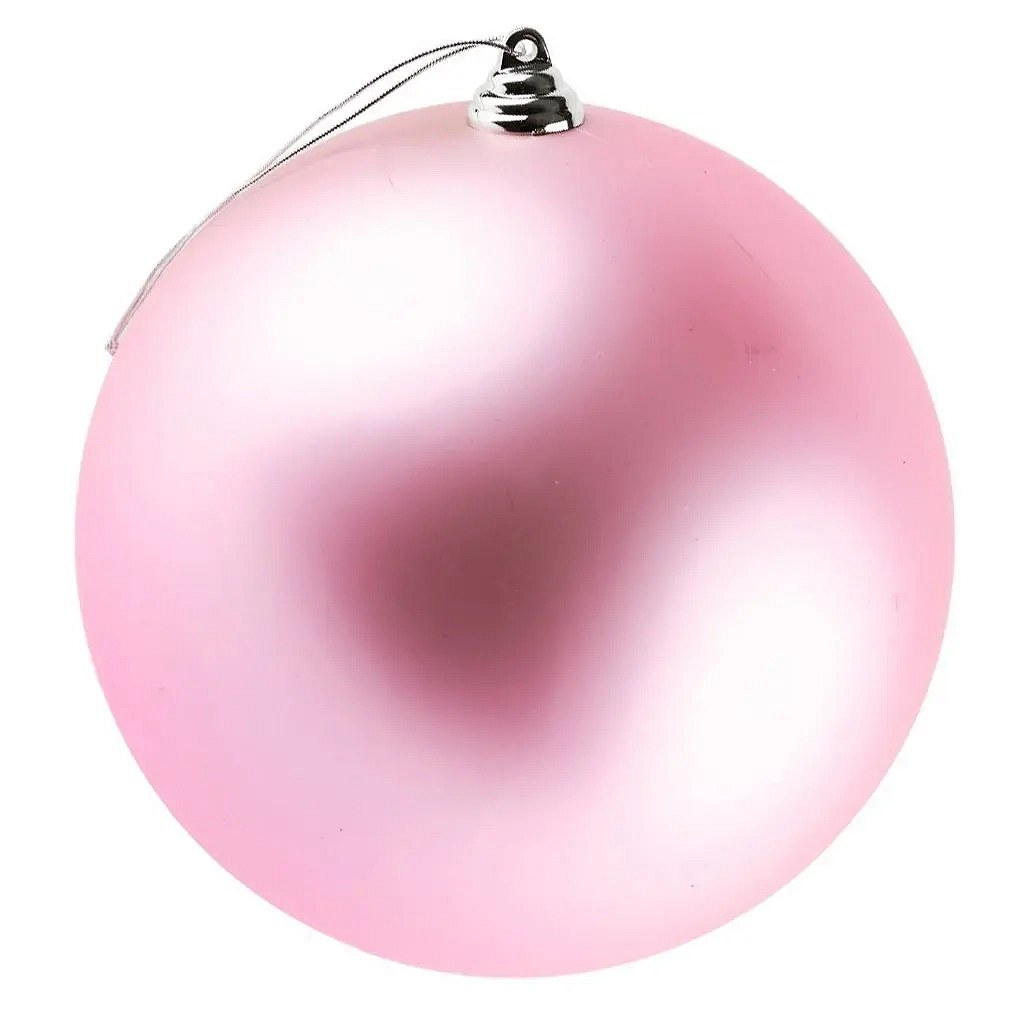 Grand ornement de Noël 20 cm boule en plastique rose tendre brillant