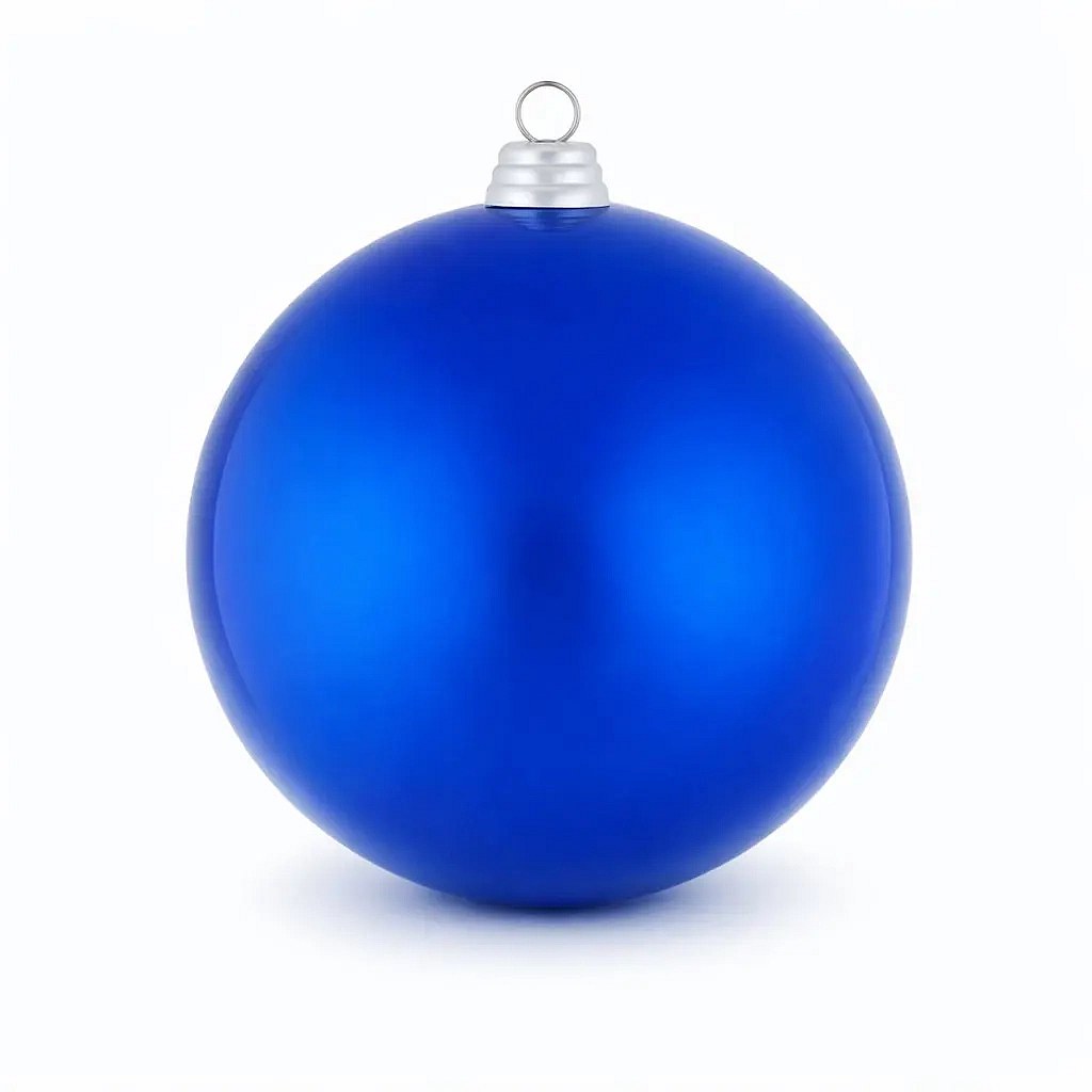 Grande boule de Noël 20 cm, bleu brillant, UV, plastique, extérieur