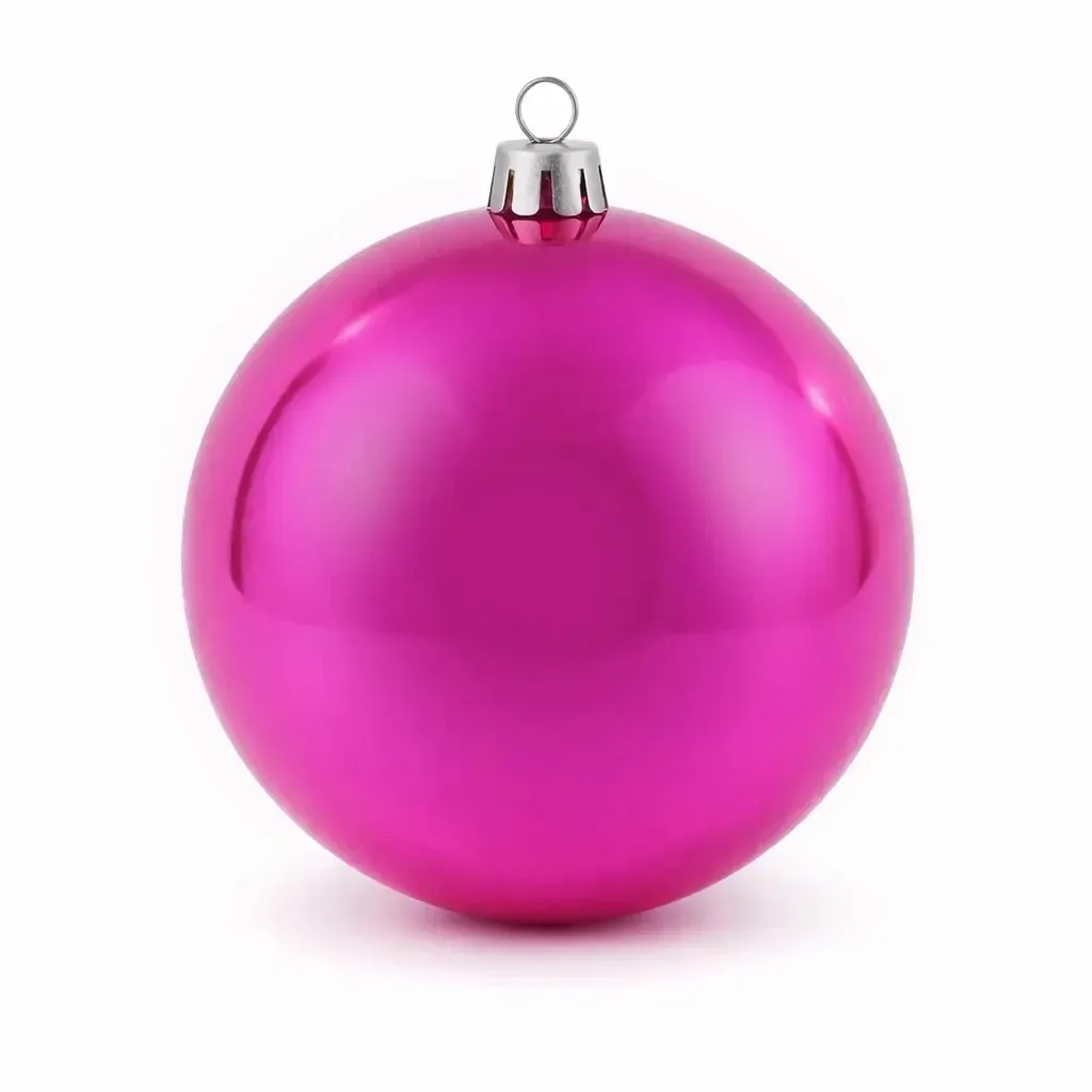 Grand ornement de Noël rose brillant boule en plastique de 20 cm