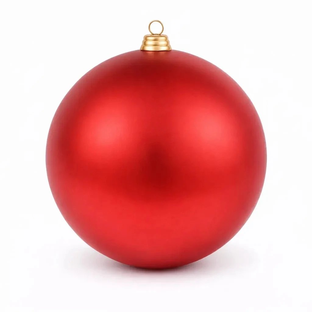 Grand ornement de Noël 30 cm boule en plastique rouge mat