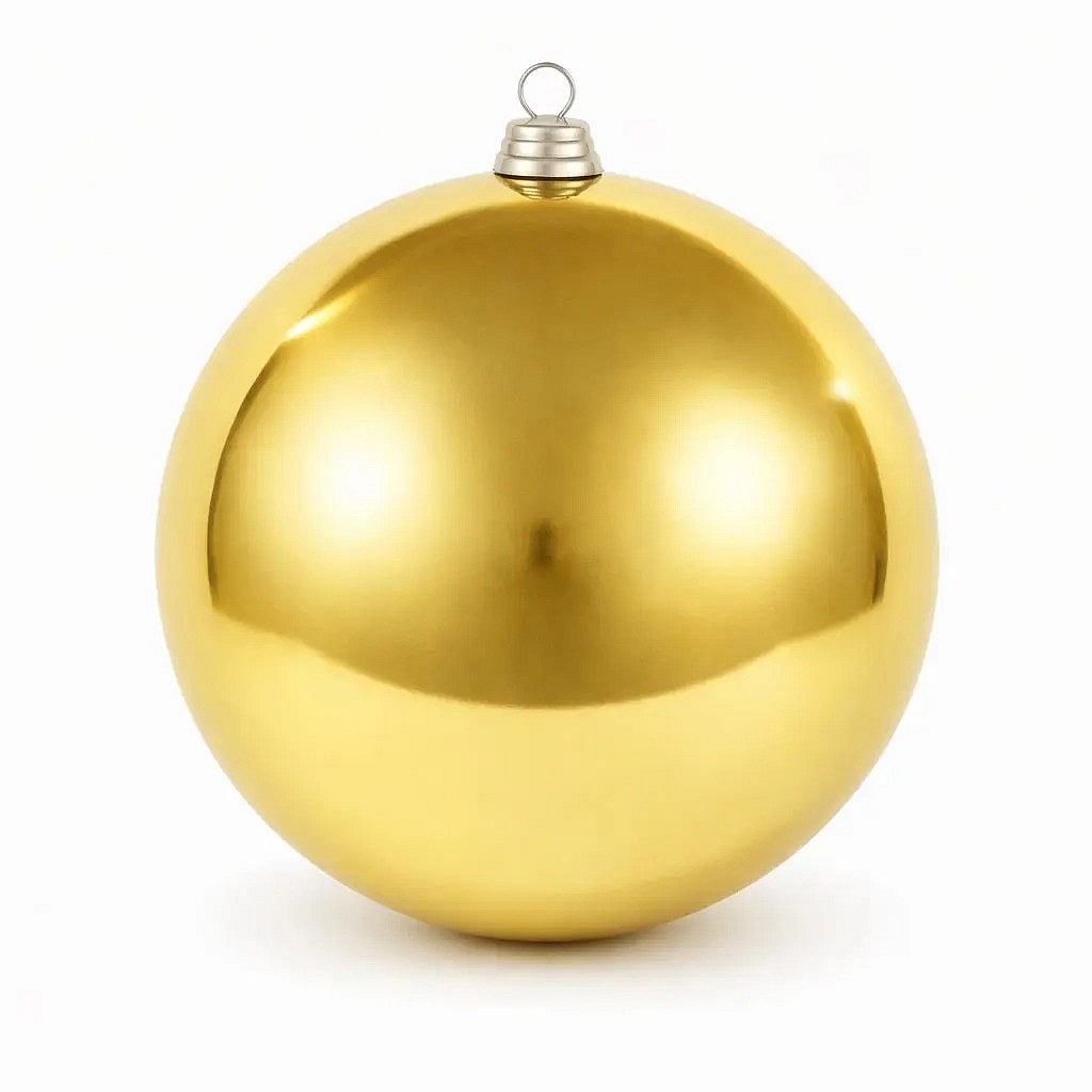 Grand ornement de Noël 30 cm boule en plastique doré brillant
