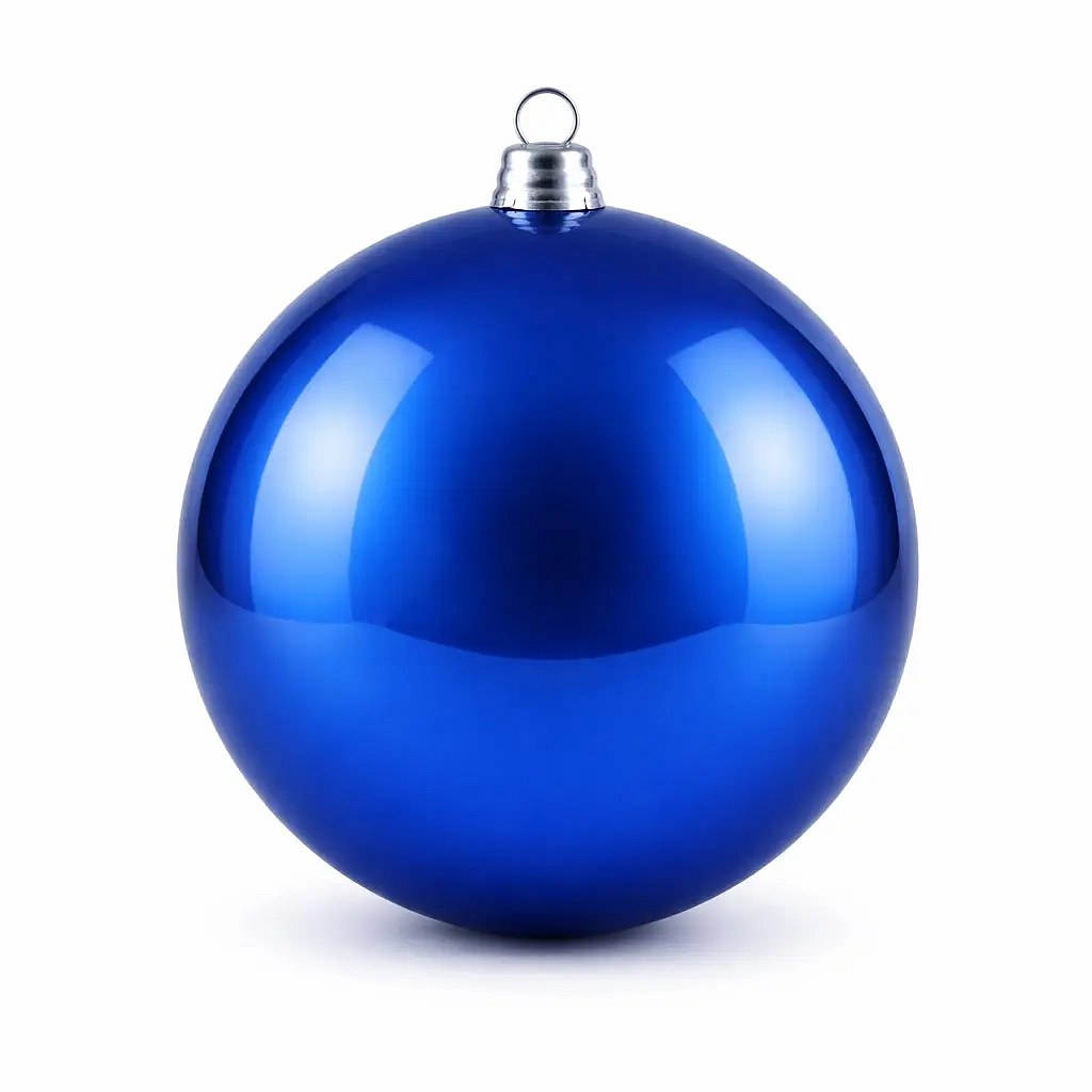 Grande boule de Noël 30 cm en plastique bleu brillant