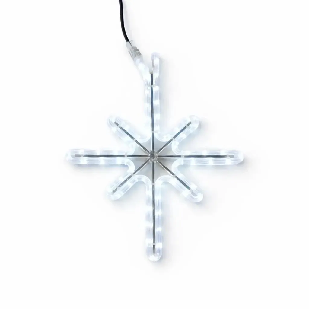 Easy Fix 2D LED arbre étoile Polaris I., 14 × 25 cm, blanc glacé, suspendu, IP67, aluminium
