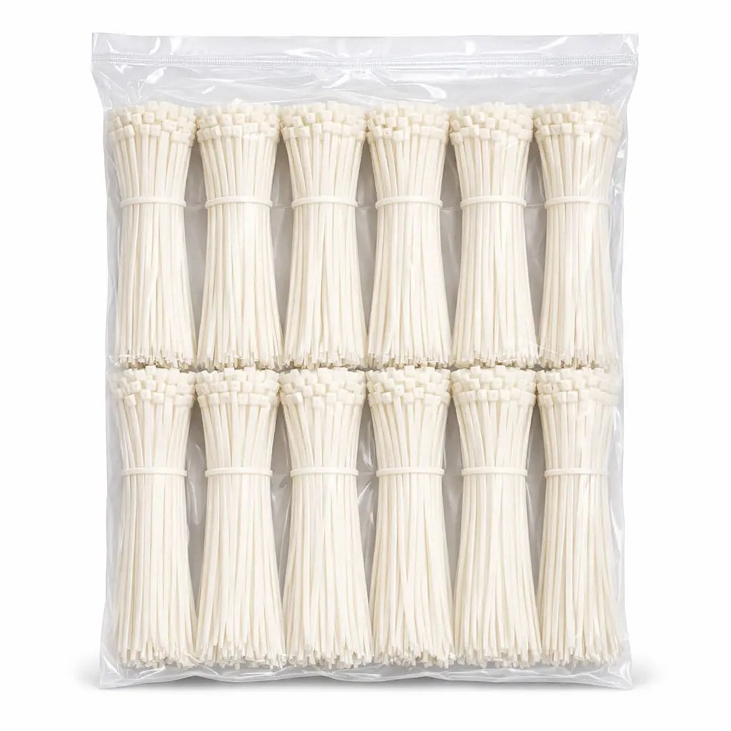 Rubans de cerclage en plastique 3,6 mm × 20 cm blanc, paquet de 1000