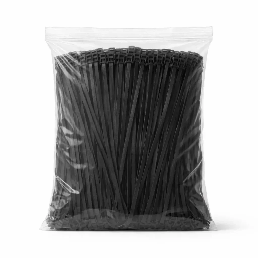 Rubans de cerclage en plastique 3,6 mm × 20 cm noir, paquet de 1000