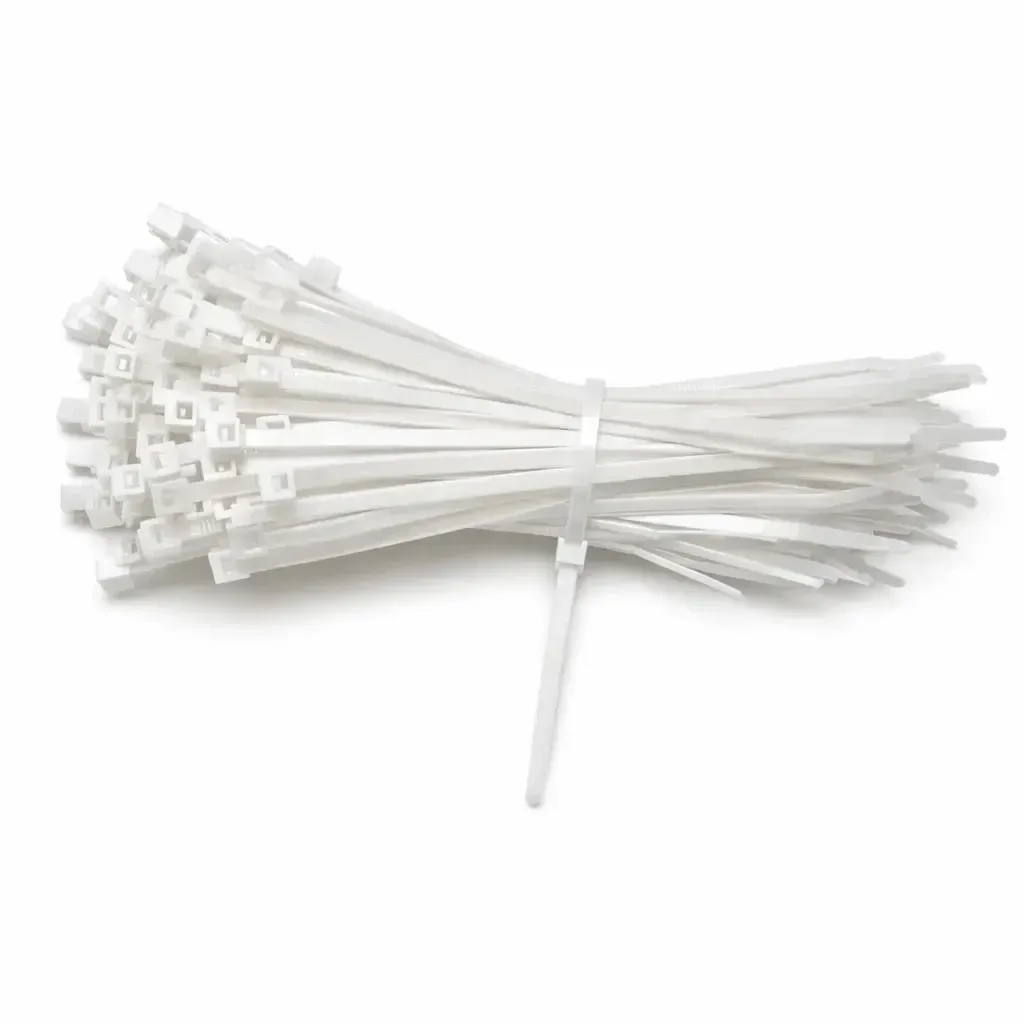 Ruban plastique 4 mm × 15 cm blanc, paquet de 100