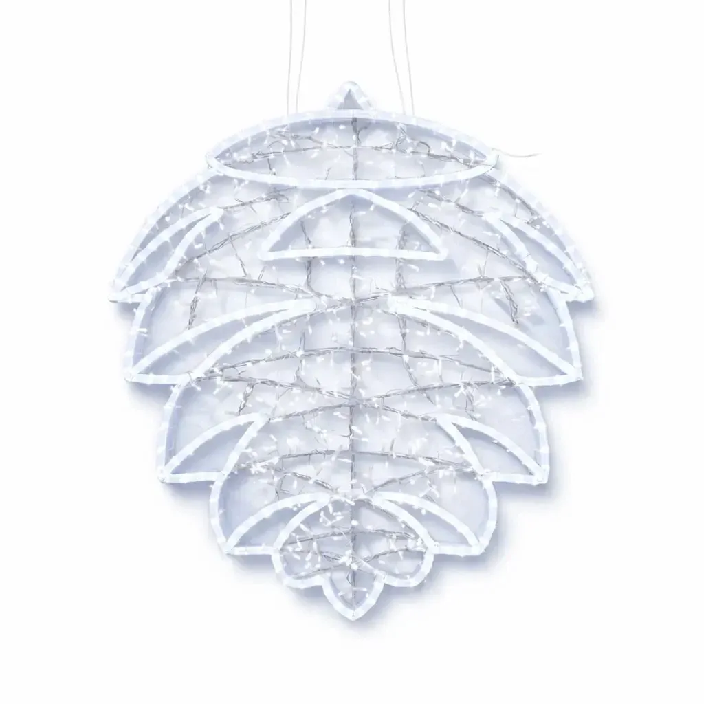 Easy Fix cône lumineux 2D LED I., 105 × 130 × 5 cm, blanc glacé, tresse lumineuse, suspension, impression 3D