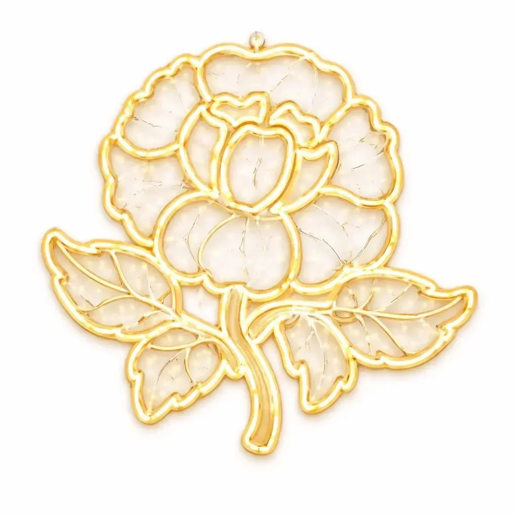 Eco Fix 2D, rose lumineuse à LED, 165 × 150 × 4 cm, blanc chaud, à suspendre, impression 3D