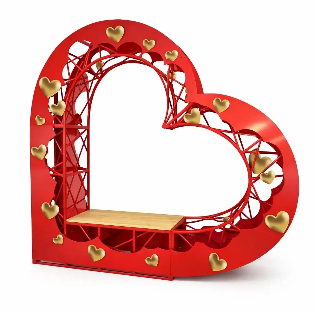 Banc 3D non éclairé, cœur, 250 × 250 × 60 cm