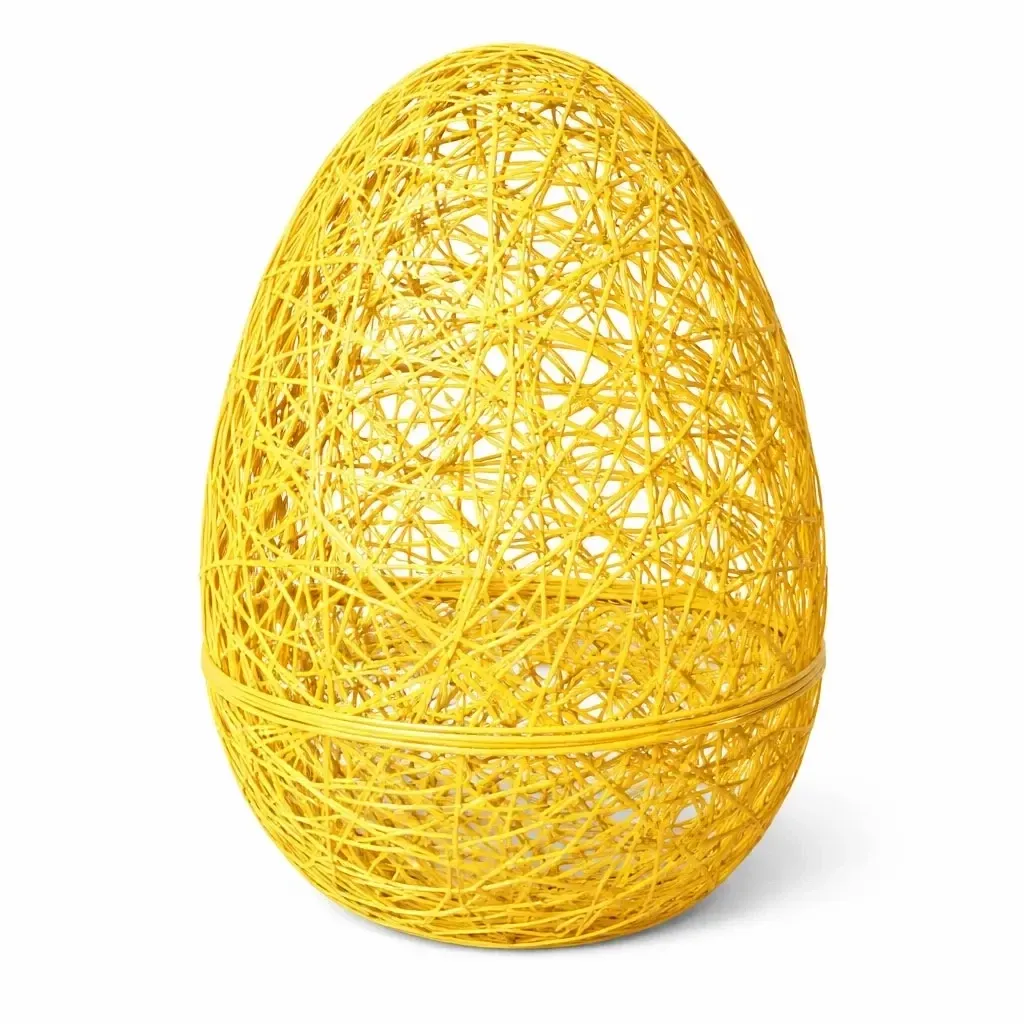 Œufs de Pâques 3D en fibre de verre, 100 × 150 cm, jaune, non illuminé