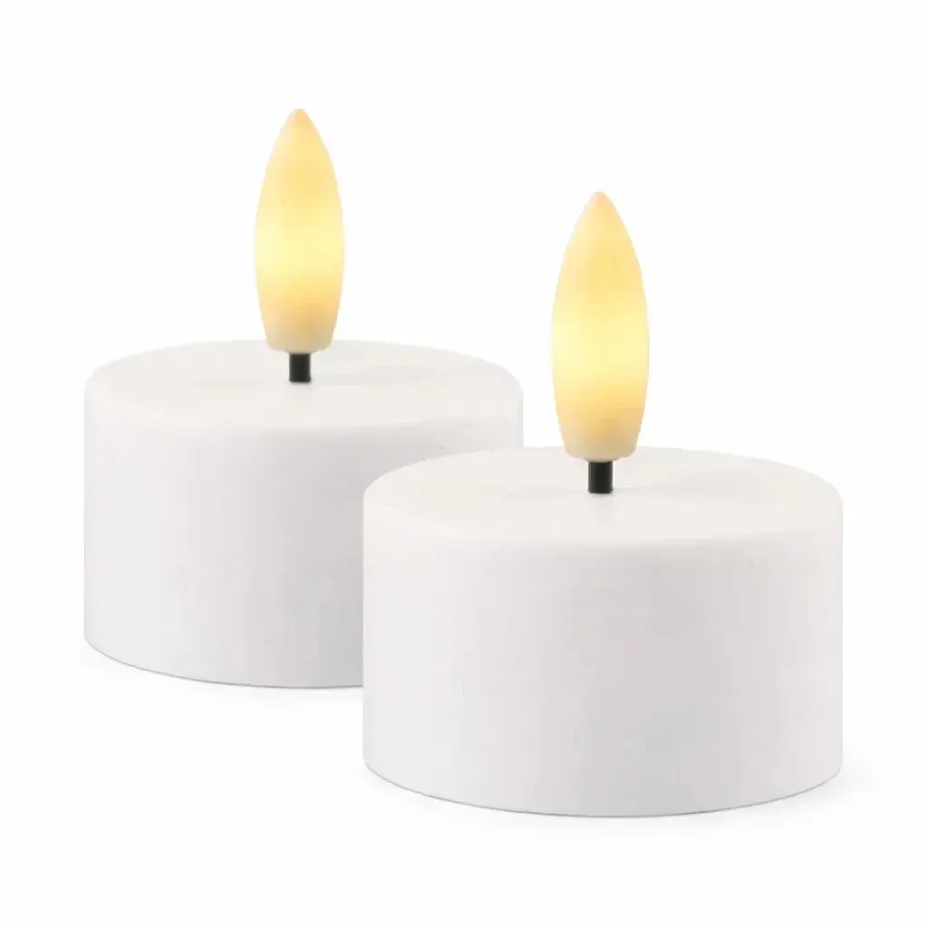 Lot de bougies LED d'extérieur, à piles, Ø 4 × 2,2 cm, blanches, CR2450, lot de 2 pièces